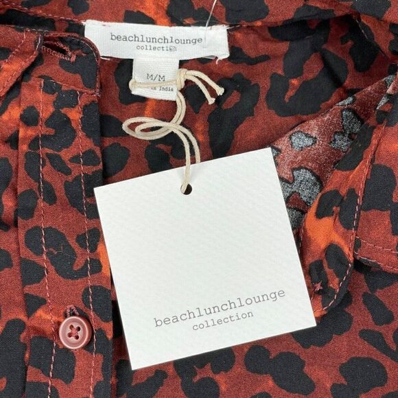Beach Lunch Lounge Leopard Alanna Button Up Shirt NEW - Picture 6 of 9